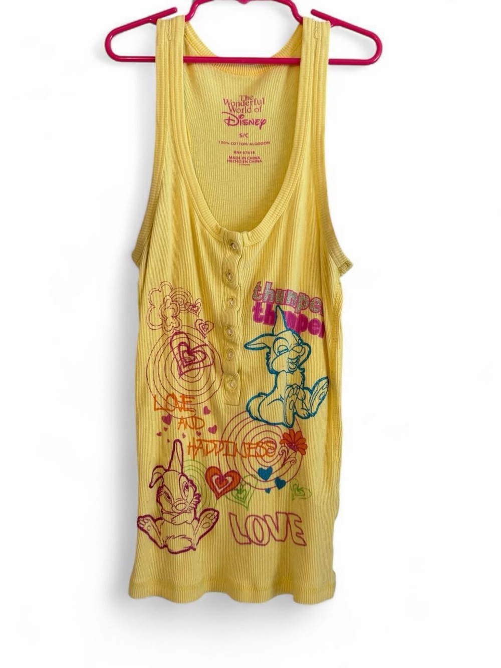 Disney Yellow Thumper Graphic Ribbed Tank Top